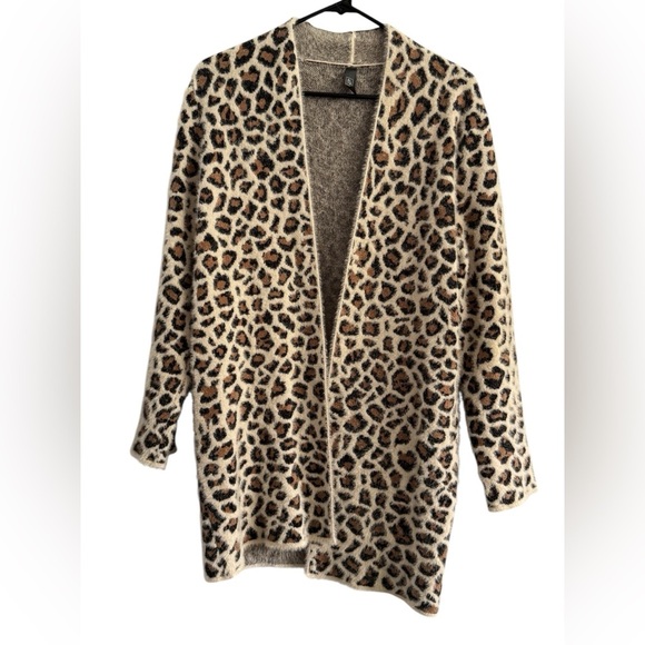 Alya Francesca's Collection Leopard Print Open Long Line Cardigan Size Small - Picture 4 of 10